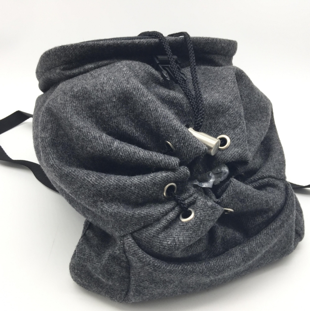 Authentic PRADA Wool Leather Backpack Gray Unisex Great Condition - Picture 7 of 10